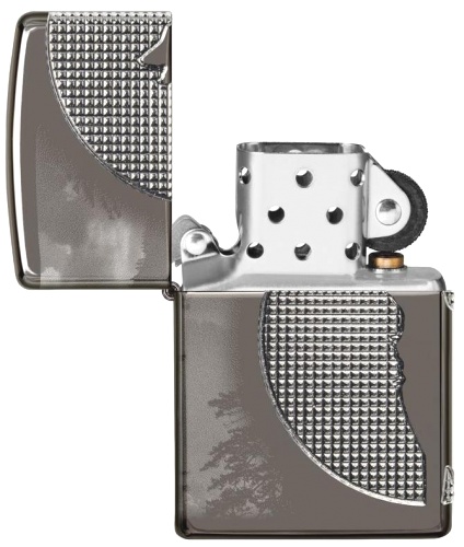  Зажигалка Zippo Armor™ Wolf  с покрытием High Polish Black Ice®