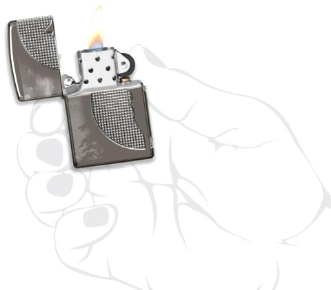  Зажигалка Zippo Armor™ Wolf  с покрытием High Polish Black Ice®