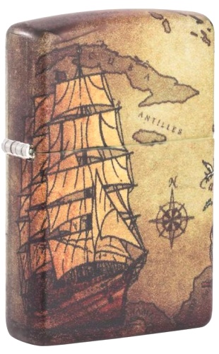  Зажигалка Zippo Pirate Ship с покрытием White Matte