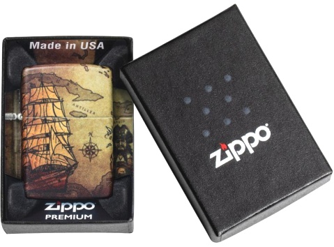  Зажигалка Zippo Pirate Ship с покрытием White Matte