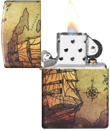  Зажигалка Zippo Pirate Ship с покрытием White Matte