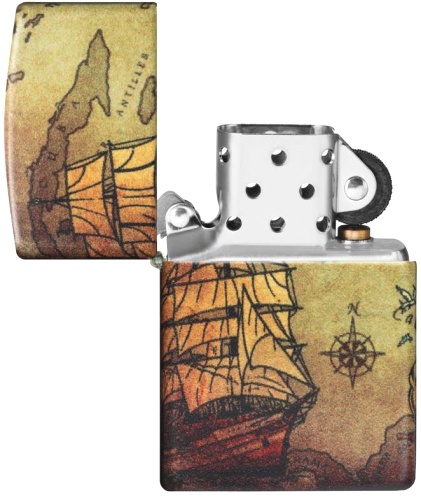  Зажигалка Zippo Pirate Ship с покрытием White Matte