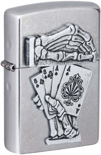  Зажигалка Zippo Dead Mans Hand с покрытием Street Chrome