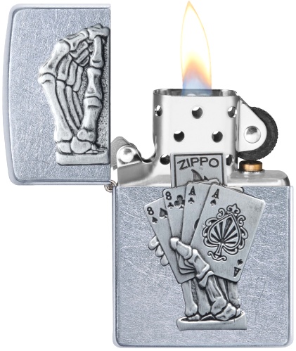  Зажигалка Zippo Dead Mans Hand с покрытием Street Chrome