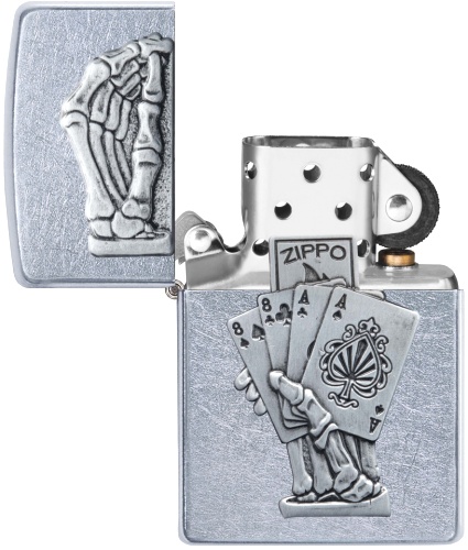  Зажигалка Zippo Dead Mans Hand с покрытием Street Chrome