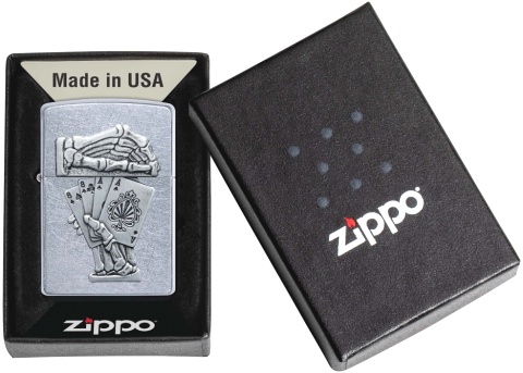  Зажигалка Zippo Dead Mans Hand с покрытием Street Chrome