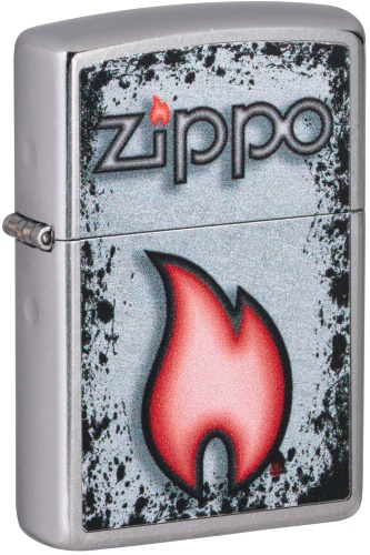  Зажигалка Zippo Flame Design с покрытием Street Chrome