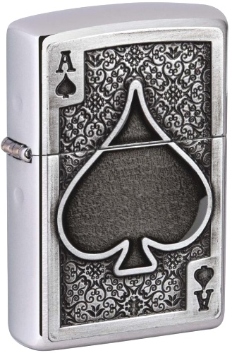  Зажигалка Zippo Ace Of Spades с покрытием Brushed Chrome