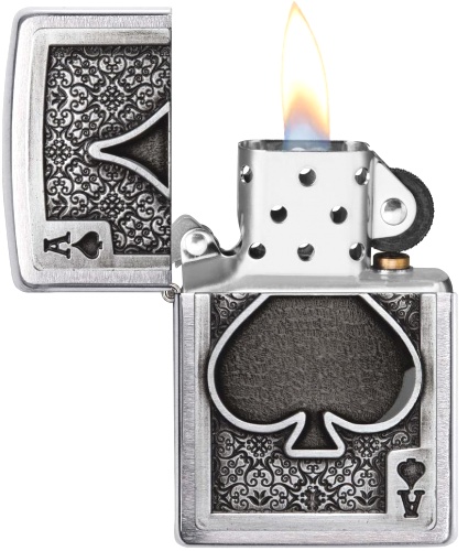  Зажигалка Zippo Ace Of Spades с покрытием Brushed Chrome