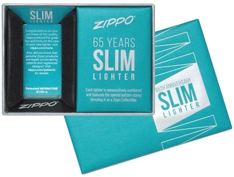  Зажигалка Zippo 65th Anniversary Zippo Slim® с покрытием Black Ice®