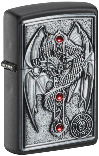  Зажигалка Zippo Winged Dragon Cross с покрытием Black Matte