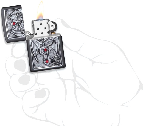  Зажигалка Zippo Winged Dragon Cross с покрытием Black Matte