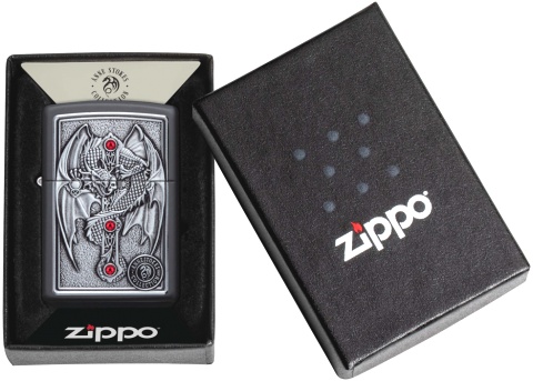  Зажигалка Zippo Winged Dragon Cross с покрытием Black Matte