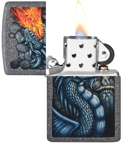  Зажигалка Zippo Fiery Dragon с покрытием Iron Stone