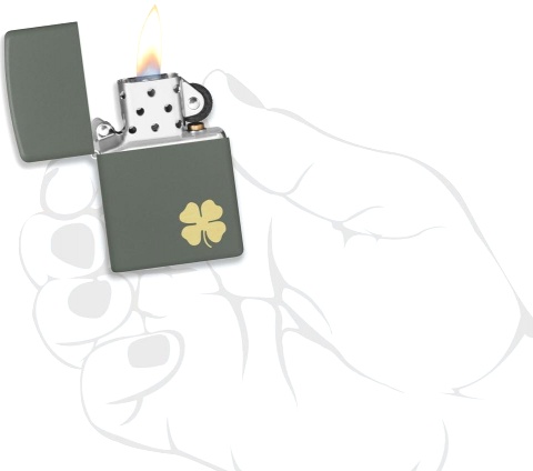  Зажигалка Zippo Four Leaf Clover с покрытием Green Matte