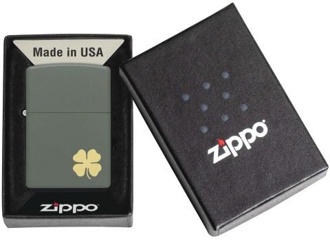  Зажигалка Zippo Four Leaf Clover с покрытием Green Matte