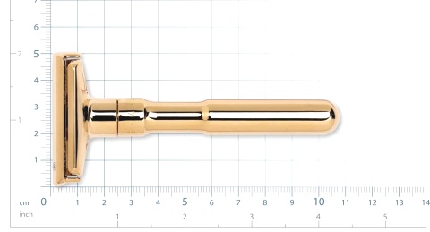  Станок Т- образный для бритья MERKUR хромированный, золотистый цвет, прямой срез, регулировка угла наклона лезвия, лезвие в комплекте (1 шт), в картонной коробке