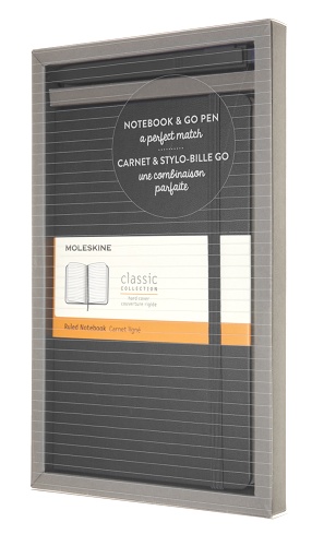 Набор MOLESKINE блокнот Classic/ ручка Go Pen. линейка, черный