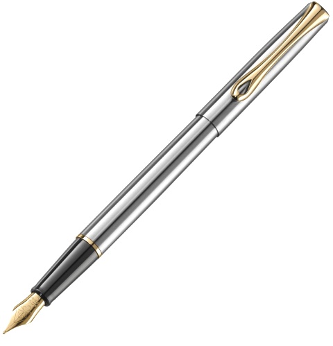  Перьевая ручка Diplomat Traveller, Stainless Steel Gold GT (Перо F)