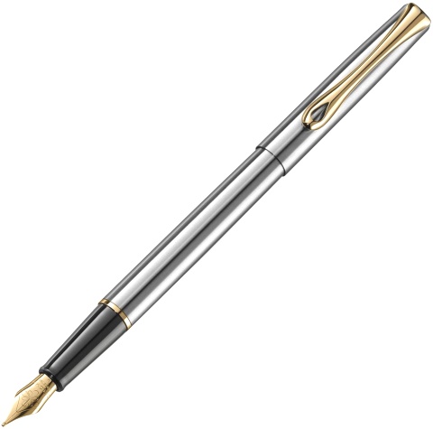  Перьевая ручка Diplomat Traveller, Stainless Steel Gold GT (Перо - M)