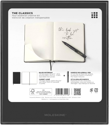  Набор Moleskine (блокнот / ручка), блокнот Classic Large, линейка, черный