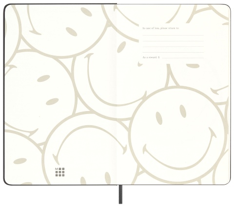  Блокнот Moleskine Le Smiley, Large 130х210 мм, обложка текстиль, 176 стр., линейка, твердая обложка, черный