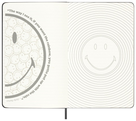  Блокнот Moleskine Le Smiley, Large 130х210 мм, обложка текстиль, 176 стр., линейка, твердая обложка, черный