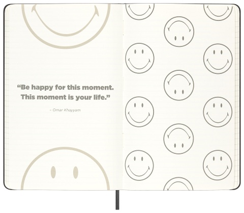  Блокнот Moleskine Le Smiley, Large 130х210 мм, обложка текстиль, 176 стр., линейка, твердая обложка, черный