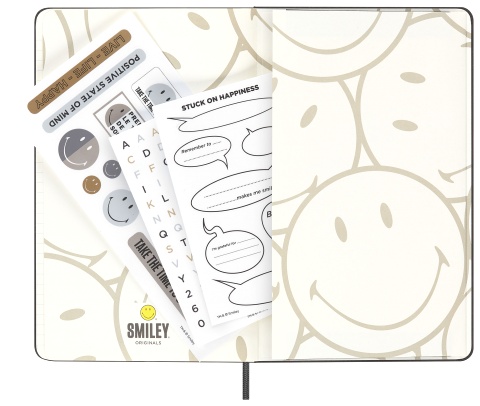  Блокнот Moleskine Le Smiley, Large 130х210 мм, обложка текстиль, 176 стр., линейка, твердая обложка, черный