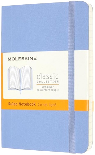  Блокнот Moleskine Classic Soft, Pocket 90x140 мм, 192 стр., линейка мягкая обложка голубая гортензия