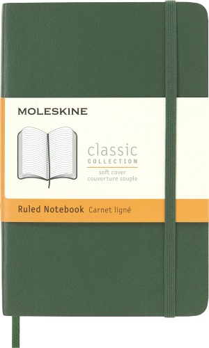  Блокнот Moleskine Classic Soft, Pocket 90x140 мм, 192 стр., линейка, мягкая обложка, зеленый