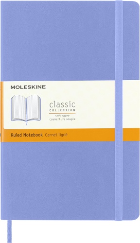  Блокнот Moleskine Classic Soft, Large, 130х210 мм, 192 стр., линейка, мягкая обложка, голубая гортензия