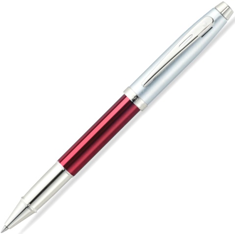 Ручка-роллер Sheaffer 100, Brushed Chrome Plated Cap Red Barrel Nickel CT