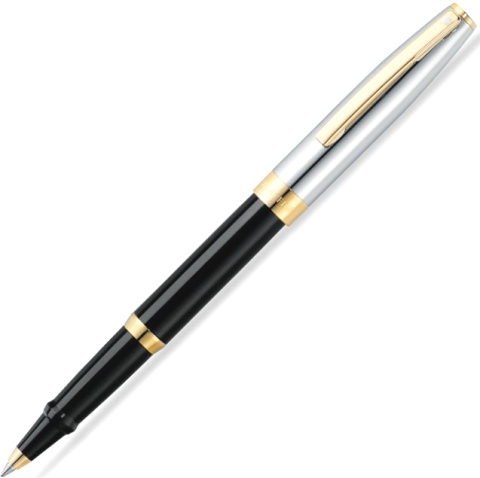 Ручка-роллер Sheaffer Sagaris, Black Barrel Chrome Cap Gold Tone