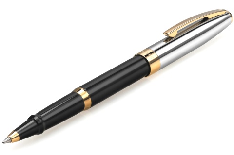 Ручка-роллер Sheaffer Sagaris, Black Barrel Chrome Cap Gold Tone