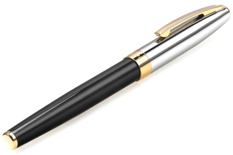 Ручка-роллер Sheaffer Sagaris, Black Barrel Chrome Cap Gold Tone