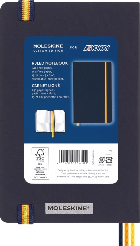  Блокнот Moleskine Limited Edition K-Way, Large 130х210 мм, обложка текстиль, 240 стр., линейка, синий