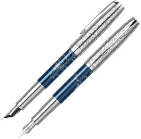  Ручка перьевая Parker Sonnet Atlas SE18, Silver Blue CT (Перо F)