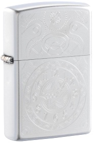 Зажигалка ZIPPO Clock с покрытием Satin Chrome, латунь/сталь, серебристая, матовая, 38x13x57 мм