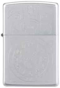 Зажигалка ZIPPO Clock с покрытием Satin Chrome, латунь/сталь, серебристая, матовая, 38x13x57 мм