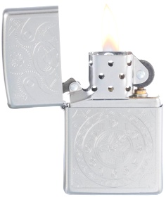 Зажигалка ZIPPO Clock с покрытием Satin Chrome, латунь/сталь, серебристая, матовая, 38x13x57 мм