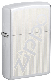 Зажигалка ZIPPO Logo с покрытием Satin Chrome, латунь/сталь, серебристая, матовая, 38x13x57 мм