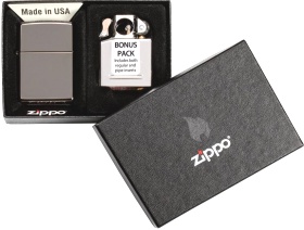  Подарочный набор Zippo: зажигалка Black Ice® и вставной блок для зажигалок для трубок