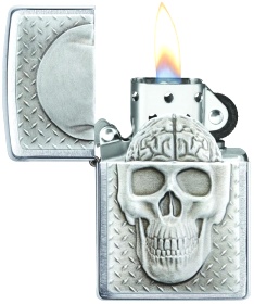  Зажигалка Zippo Skull Design с покрытием Brushed Chrome