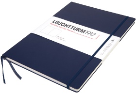  Блокнот Leuchtturm Master Slim, A4, 100 г/м2, 123 стр., нелинованная, твердая обложка, синий неви