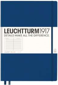  Блокнот Leuchtturm Master, A4, 100 г/м2, 235 стр., в линейку, твердая обложка, синий неви