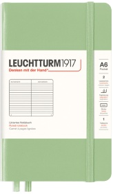  Блокнот Leuchtturm Classic, A6, 80 г/м2,  187 стр. в линейку, твердая обложка, шалфей