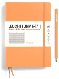  Блокнот Leuchtturm Classic, A5, 80 г/м2, 251 стр., в клетку, твердая обложка, Абрикос