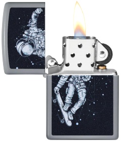  Зажигалка Zippo Skateboarding Astronaut с покрытием Flat Grey