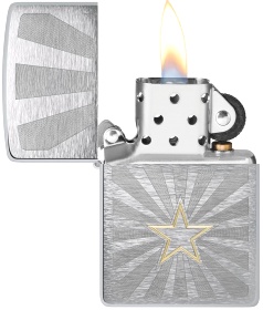  Зажигалка Zippo Star Design с покрытием Brushed Chrome